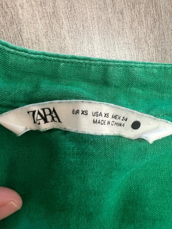 Zara Green Linen Tunic Dress - Picture 10 of 11